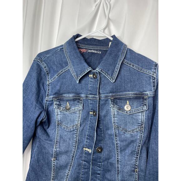 Wrangler Authentics denim jacket blue jean wome's medium dark wash western - Picture 2 of 14